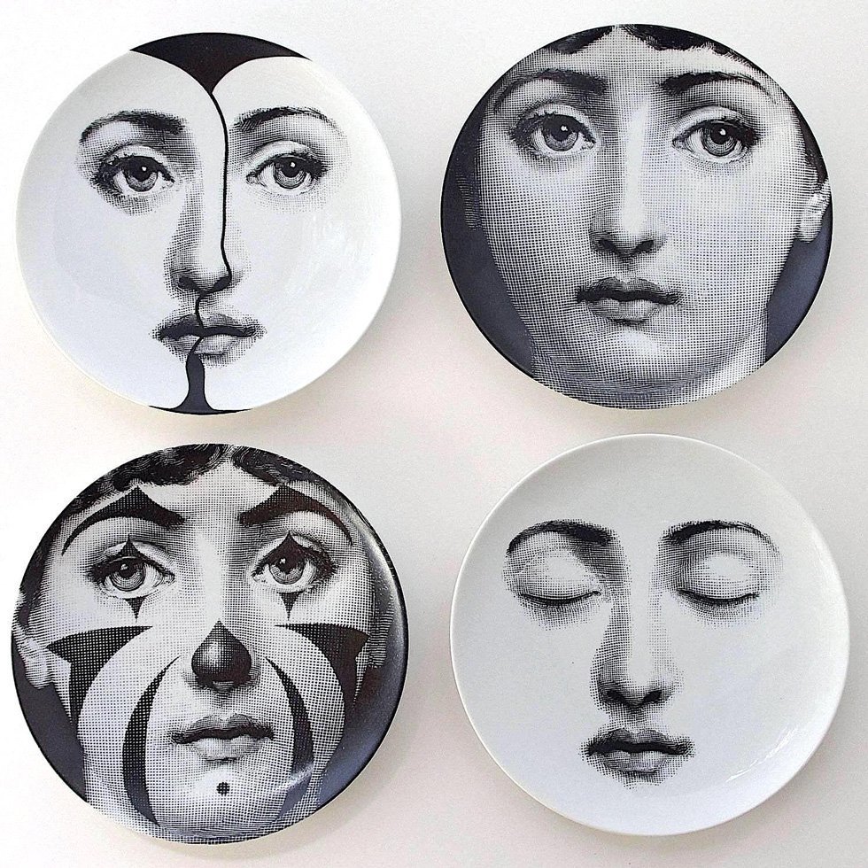 Vajilla ilustrada de Piero Fornasetti