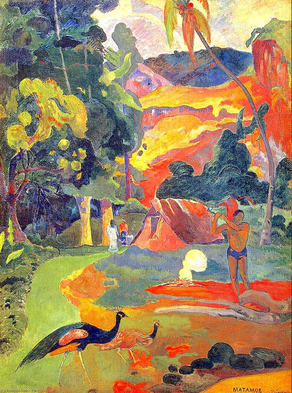 Post-Impressionism GAUGUIN Landscape with peacocks