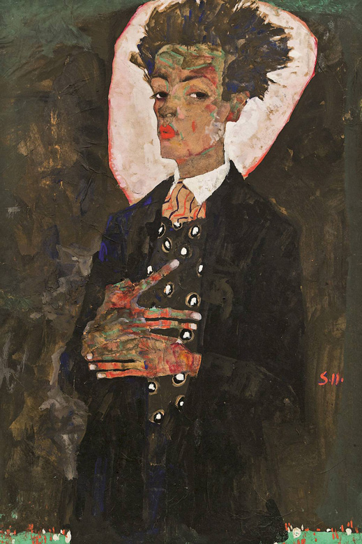 Modernist self-portrait by Egon Schiele