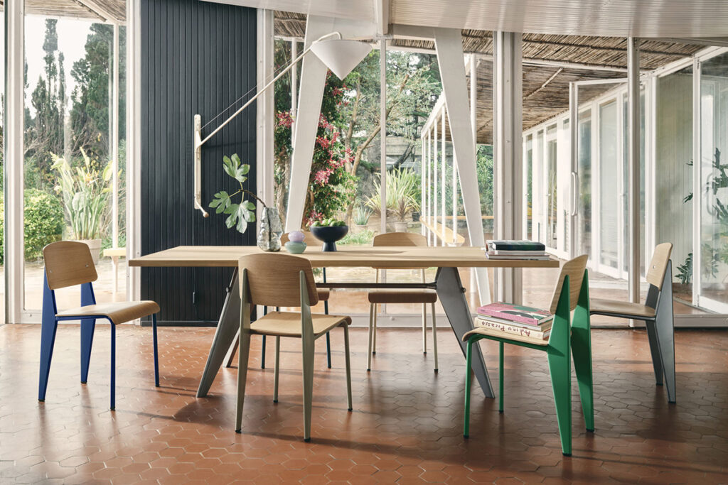 Standard chair + EM Table + Potence by Jean Prouvé for Vitra