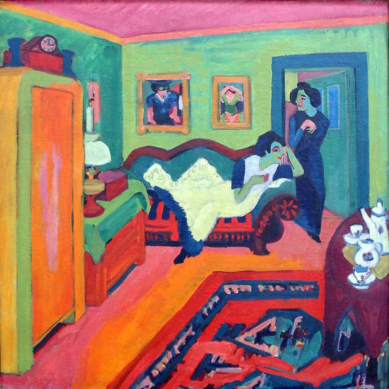 Expresionismo: Interior with women, 1926. Obra de Ernst Kirchner 