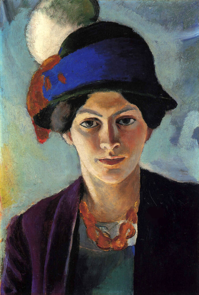 Expresionismo: Mujer del artista con sombrero, 1909. Obra expresionista de Franz Marc.