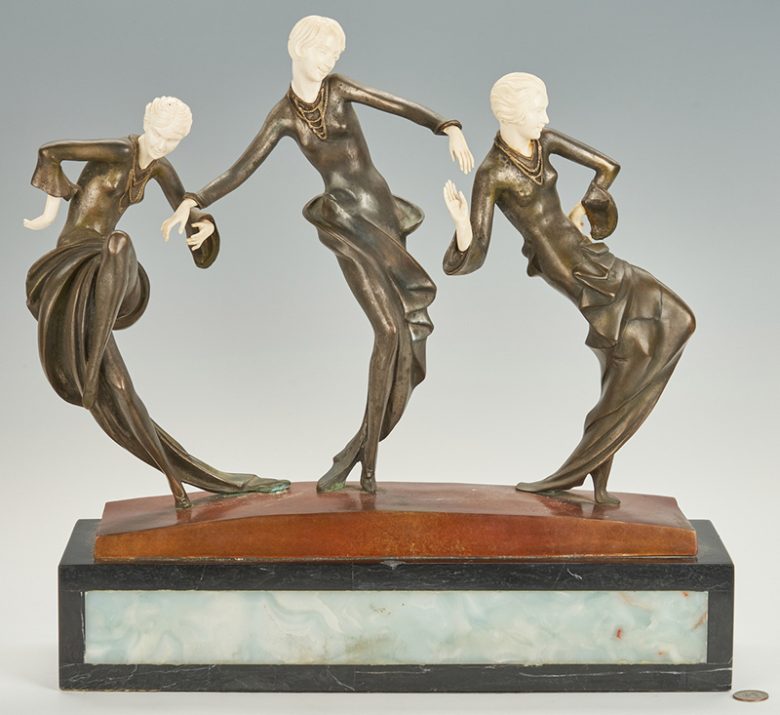 Art Deco three dancers sculpture