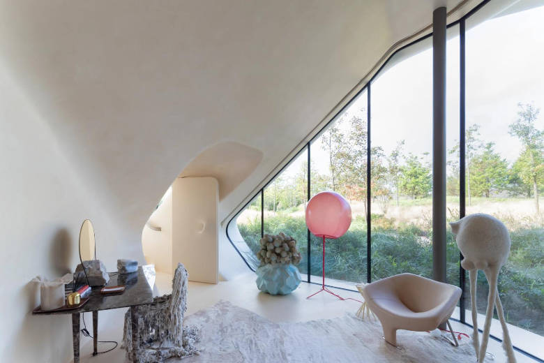 modern furniture in blue dream house