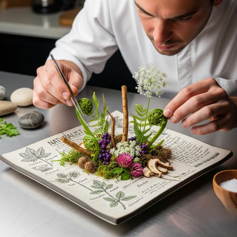 contemporary cuisine with foraged ingredients.