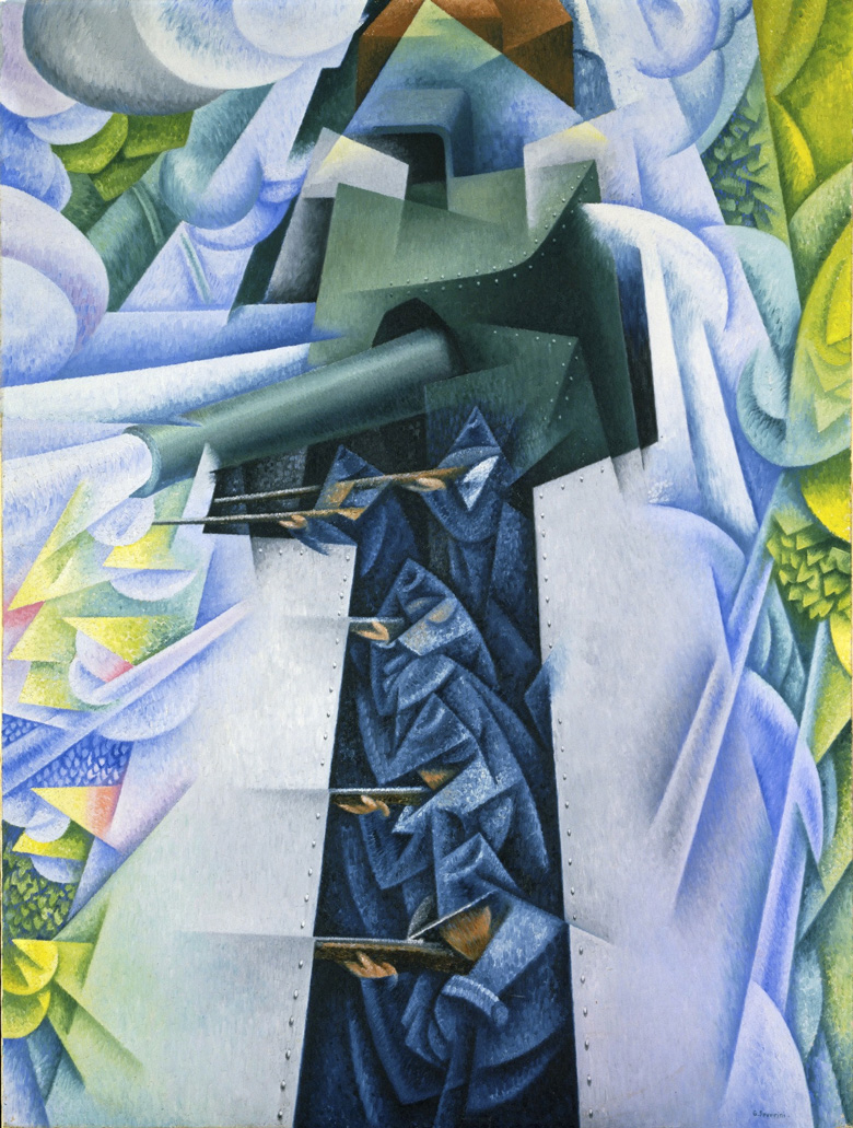 futurismo gino severini armored train in action